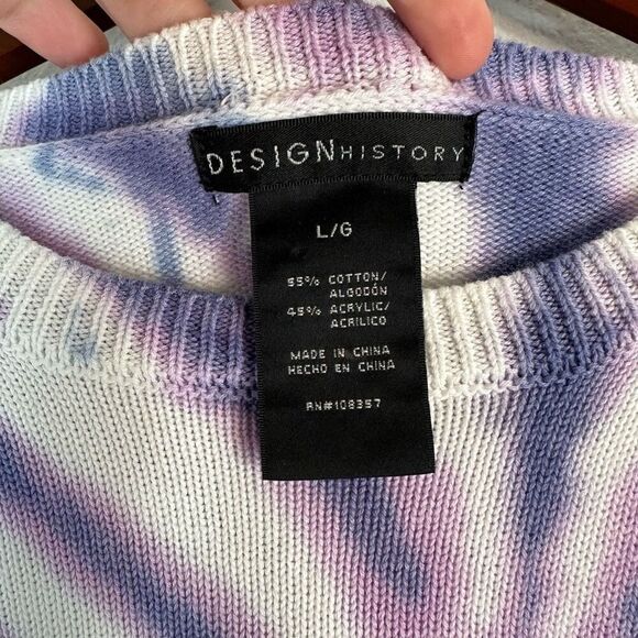 Anthropologie Design History Lilac Tye Dye Knit Sweater Womens Large Y2K Hippie - Picture 6 of 10